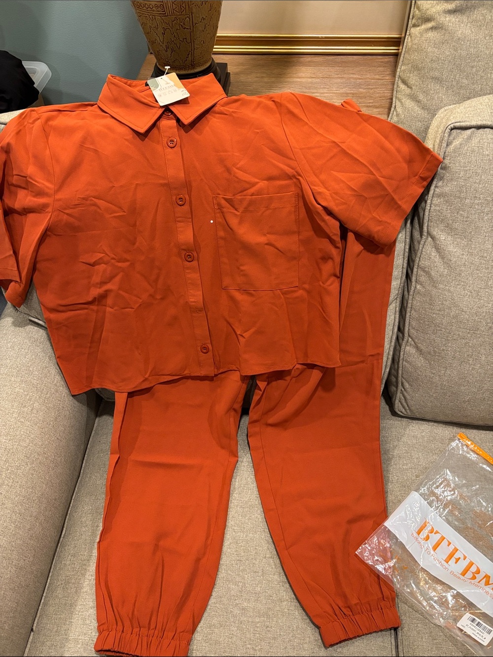 Women's Two-Piece Jogger Set in Burnt Orange